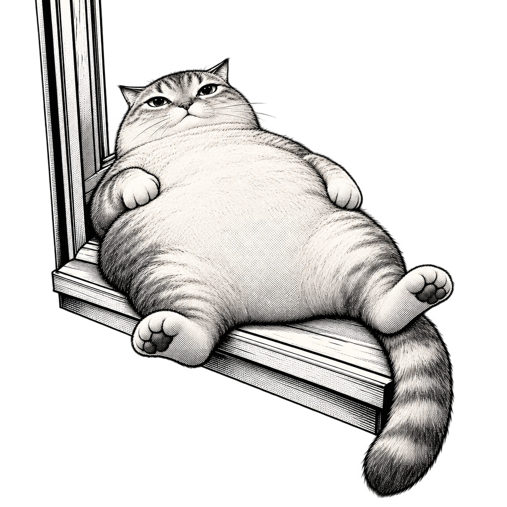 Fat Cat draped over a windowsill, entirely unbothered